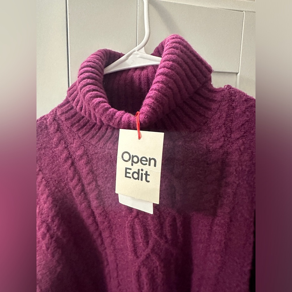 NEW Open Edit Purple Turtleneck Sweater Medium M NWT